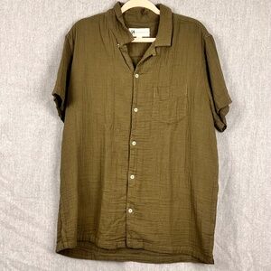 Aeropostale Zero Impact 100% Cotton Collared Button Down Sz L Olive Green